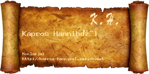 Kapros Hannibál névjegykártya